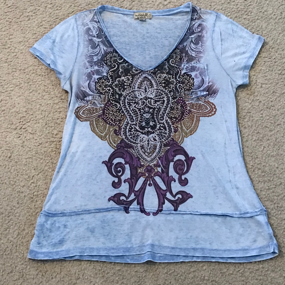 Blue embellished top